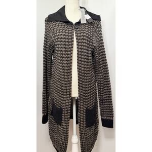 NEW Berretti Mohair Wool Long Button Cardigan Houndstooth Made In Italy XL